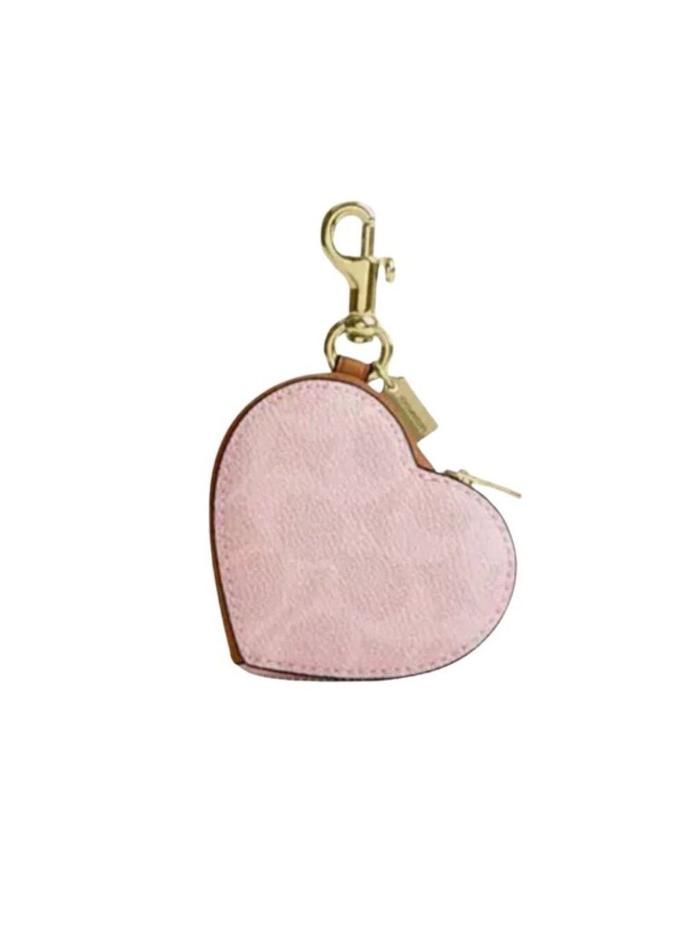 Coach Heart Bag Charm In Signature Canvas CEA22 Gold/Powder Pink NWT